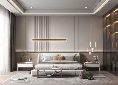 现代卧室3D模型下载